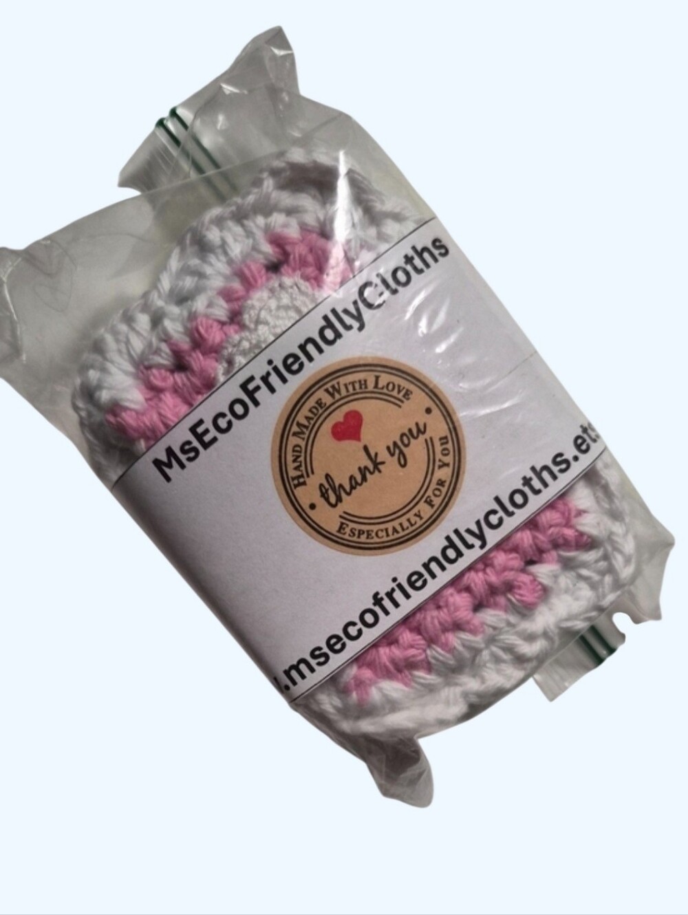 Handmade Crocheted Fancy Kitchen Sponge-Pink - Picture 6 of 7